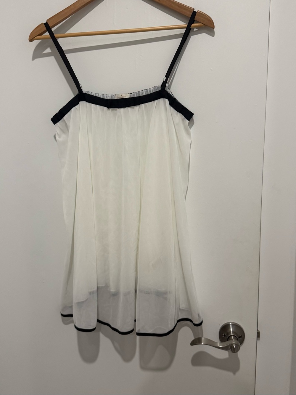 Kate Spade New York White Black Trim Nightgown Nightie Size S
